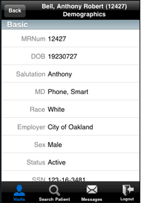 iPhone/Android application for web-based oncology clinical EMR