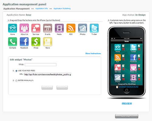 iPhone application builder